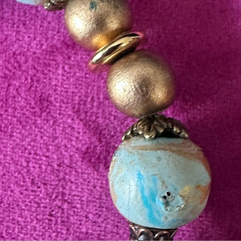 Hand crafted Bracelet Collage Beaded with Hand-Painted Beads & Wire-Wrapped 0778 - Picture 8 of 13
